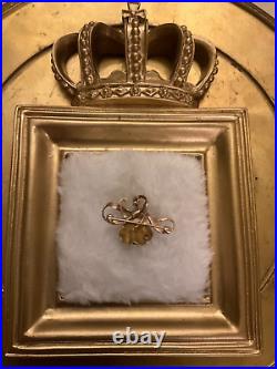 14K Art Nouveau Sweet Pea Flower Seed Pearls Bezel Set Diamond Brooch Pendant