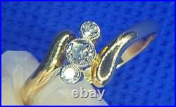 18ct vintage Art Nouveau 3 stone twist 0.3ct diamond platinum set ring size O+