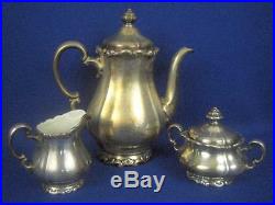 1900 WMF Germany Art Nouveau Silver Plated Porcelain Lined 3pc Coffee Set
