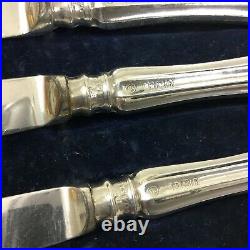 1919 Antique Sterling Silver Handled Tea Knives Art Nouveau Cutlery Set Hallmark
