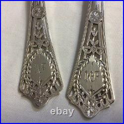 1920 Solid Silver Set of Quality Art Nouveau Style Serving Spoons. Gilded Bowls