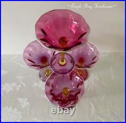 1920's Victor Durand, Set 4 Art Nouveau Champagne Stems, Hand Blown, Ruby #411