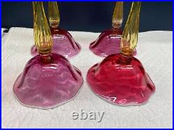 1920's Victor Durand, Set 4 Art Nouveau Champagne Stems, Hand Blown, Ruby #411