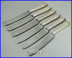19c. Art Nouveau German Argonid Silverplate Dinner Knife Flatware Set Thistle