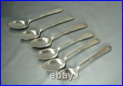 19c. Art Nouveau German Argonid Silverplate Dinner Spoon Flatware Set Thistle