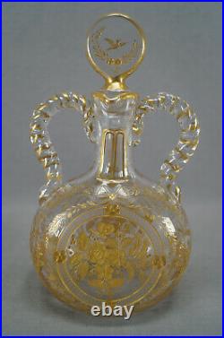 19th Century Baccarat Lerosey Gold Monogrammed Birds & Floral Gilt Liquor Set