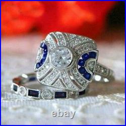 1.75 Ct Diamond Milgrain Edging Art Nouveau Bridal Set Ring 14K White Gold Over