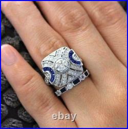 1.75 Ct Diamond Milgrain Edging Art Nouveau Bridal Set Ring 14K White Gold Over