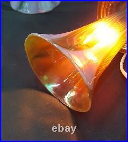 2003 Lundberg Studios Magnolia Lily 700X Glass Lamp Shades Set of 4 Signed