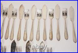 24-teiliges Original Art Nouveau 800er Silver Fish Cutlery Set for 12 People