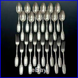 24pc Art Nouveau French Sterling Silver. 950 Flatware Service Forks & Spoons Set