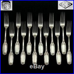 24pc Art Nouveau French Sterling Silver. 950 Flatware Service Forks & Spoons Set