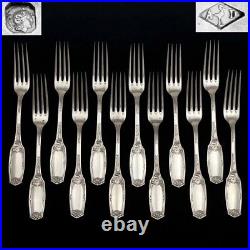 24pcs French Sterling Silver Flatware Set Forks & Spoons Art Nouveau