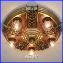 316c Vintage 20s 30s Ceiling fixture art nouveau chandelier 1 bulb Part Big Set