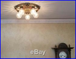 316c Vintage 20s 30s Ceiling fixture art nouveau chandelier 1 bulb Part Big Set