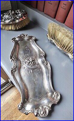 344g STERLING SILVER 3 PC ART NOUVEAU Antique Vanity Grooming Set DATED 1908