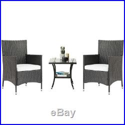 3pcs outdoor indoor Rattan Furniture set PE Wicker Conversation Table Chairs Set