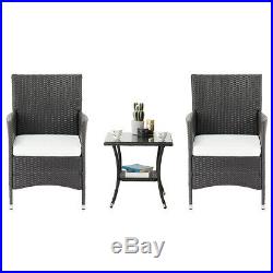 3pcs outdoor indoor Rattan Furniture set PE Wicker Conversation Table Chairs Set