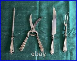 4 Piece Sterling Silver Art Nouveau Carving Set