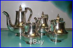 4pc Sterling silver Russian ART NOUVEAU Faberge Stefan Wakeva gilt gold Tea set