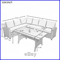 5 Piece Patio Furniture Set Outdoor Sectional Sofa Couch Dining Table Ottoman