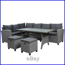 5 Piece Patio Furniture Set Outdoor Sectional Sofa Couch Dining Table Ottoman