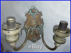 5 original antique Art Nouveau electric Wall Sconce Light Fixtures vtg. Rare set