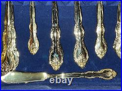 65-pc International Silver Company 24 KT Gold Plated Flatware Set in wooden box