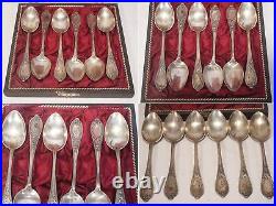 6er Set Antique Original Carl Weishaupt Art Nouveau Coffee Teaspoon 800 Silver