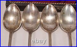 6er Set Antique Original Carl Weishaupt Art Nouveau Coffee Teaspoon 800 Silver