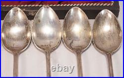 6er Set Antique Original Carl Weishaupt Art Nouveau Coffee Teaspoon 800 Silver