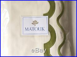 $895 Art Nouveau Vintage Matouk Mirasol Queen Sheet Set Scallop Embroidery Italy