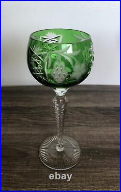 AJKA MARSALA-Multi Color Cut To Clear Crystal Hock Wine Glasses Set Of Three (3)