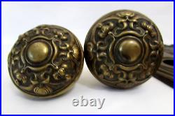 ANTIQUE ART NOUVEAU BRONZE DOORKNOB PAIR SET YALE OLYMPIAN with Backplates 1905