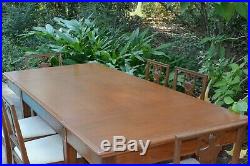 ANTIQUE Bench Made Walnut DINING SET Draw Leaf 90 Table 6 Chairs SAN FRANCISCO