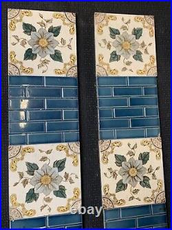 ANTIQUE Fireplace Tile Set /ART NOUVEAU TILES / Edwardian Tiles