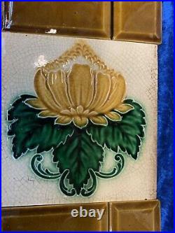 ANTIQUE Fireplace Tile Set /ART NOUVEAU TILES / Edwardian Tiles