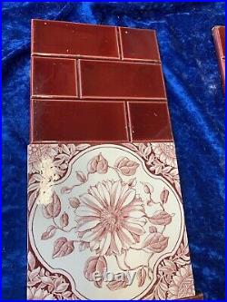 ANTIQUE Fireplace Tile Set /ART NOUVEAU TILES / Edwardian Tiles