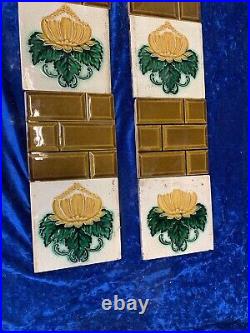 ANTIQUE Fireplace Tile Set /ART NOUVEAU TILES / Edwardian Tiles