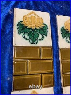 ANTIQUE Fireplace Tile Set /ART NOUVEAU TILES / Edwardian Tiles