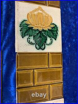 ANTIQUE Fireplace Tile Set /ART NOUVEAU TILES / Edwardian Tiles