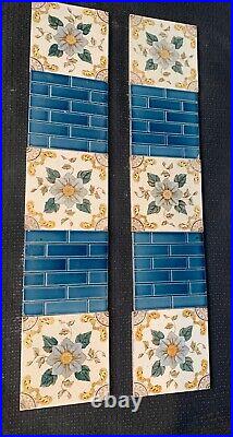 ANTIQUE Fireplace Tile Set /ART NOUVEAU TILES / Edwardian Tiles