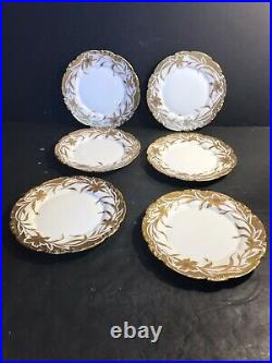 A Set Of 6 Antique Limoges Porcelain Dessert/ Cake Plate/Hand Painted, signed1909
