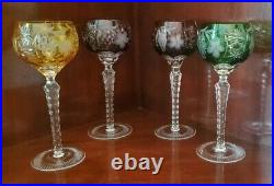 Ajka Marsala Multi Color Cut To Clear Crystal Hock Wine Glasses- Set Of (4)