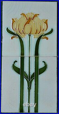 Alfred Meakin Antique Art Nouveau Majolica 2 Tiles Set C1900