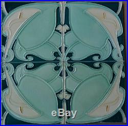 Alfred Meakin Antique Art Nouveau Majolica 4 Tile Set C1900