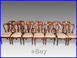 Amazing set of 14 Antique Victorian Balloon back dining chairs French Polished