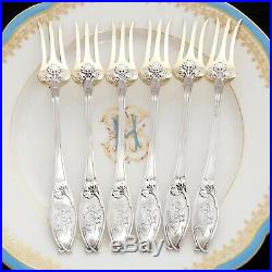 Antique 12pc Art Nouveau French Sterling Silver Dessert Set, Forks & Knives