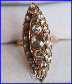 Antique 1810 Georgian Foiled Back Diamond Ring Set in Rose Gold
