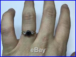 Antique 18k Yellow Gold Diamond & Blue Sapphire Engagement Ring Platinum Set